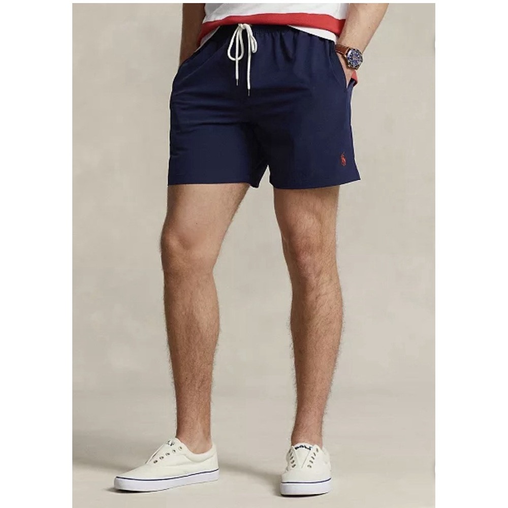 Polo Ralph Lauren Swim Trunks Men Large Navy Blue Excellent Traveler Mesh Lined